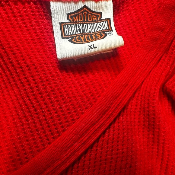 Harley Davison Long Sleeve Thermal Eye Hook Cardigan Red Size XL - Picture 7 of 9